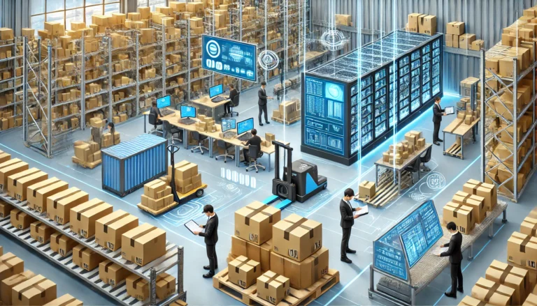 Moderne, technologisch geavanceerde logistieke magazijn