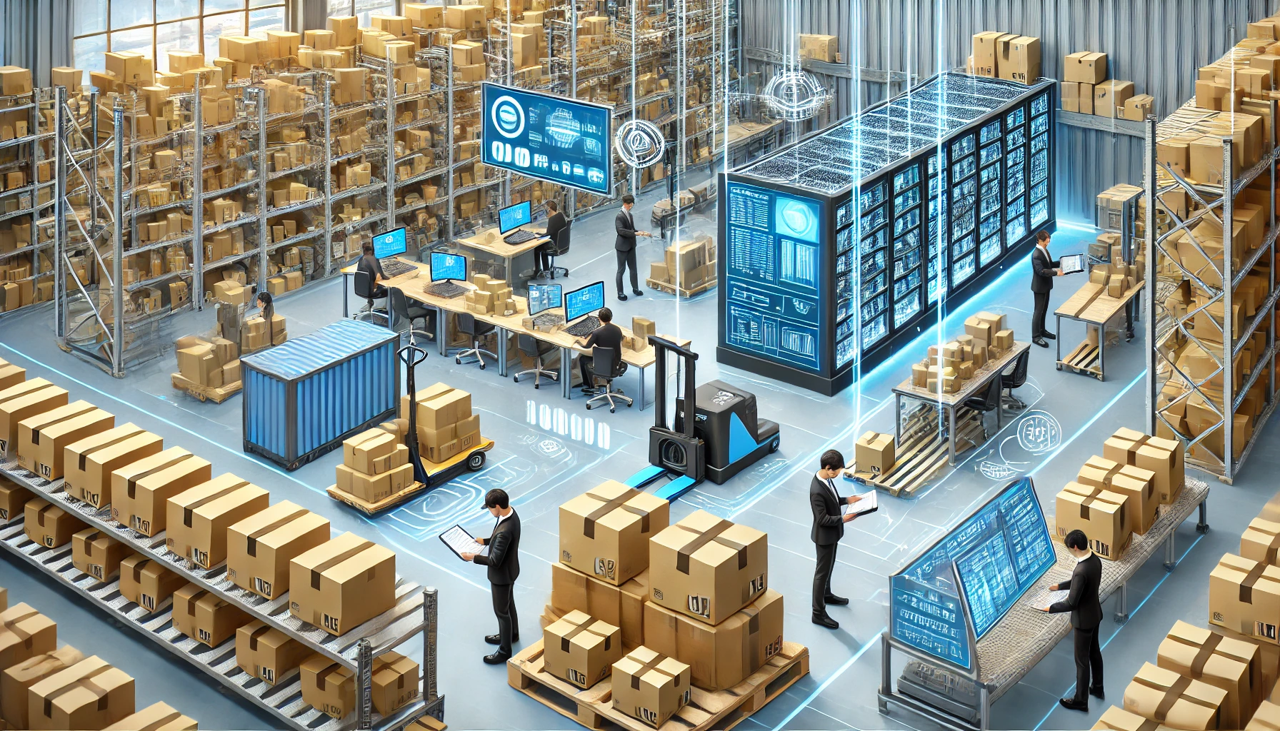 Moderne, technologisch geavanceerde logistieke magazijn